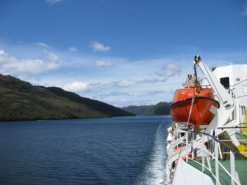 Typical channel between islands on Navimag