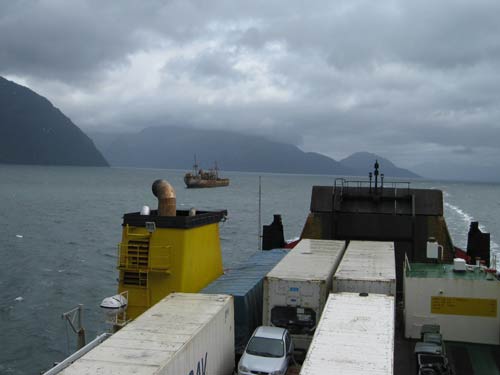 wrecked freighter in Patagonia