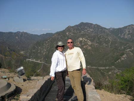 posing on the Great Wall of China