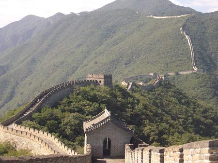 the wall into the distance